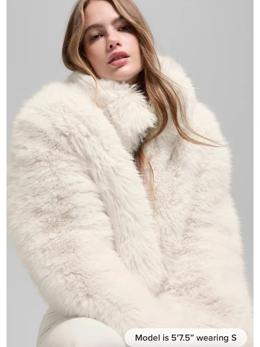 Alo Yoga Opulent Faux Fur Cropped Jacket in ivory Size M